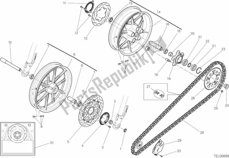 Todas las partes para Ruota Anteriore E Posteriore de Ducati Scrambler Italia Independent USA 803 2016